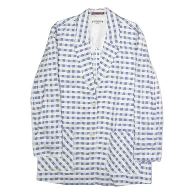 TOMMY HILFIGER Womens Blazer Jacket Blue Viscose Check UK 8