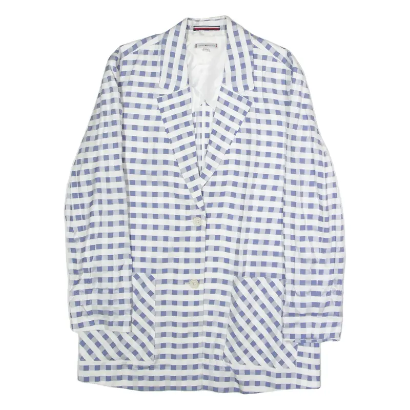 TOMMY HILFIGER Womens Blazer Jacket Blue Viscose Check UK 8