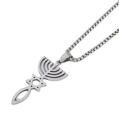 304 Stainless Steel Messianic Star of David Pendant Box Chain Necklaces