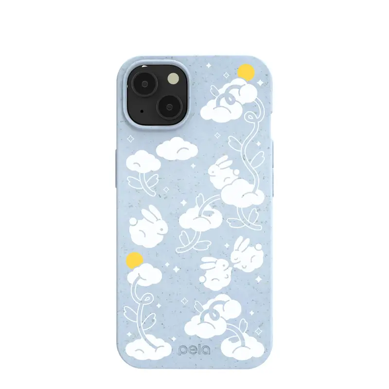 Powder Blue Fluffy Flower iPhone 13 Case