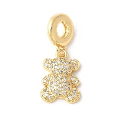 Brass Micro Pave Cubic Zirconia European Dangle Charms
