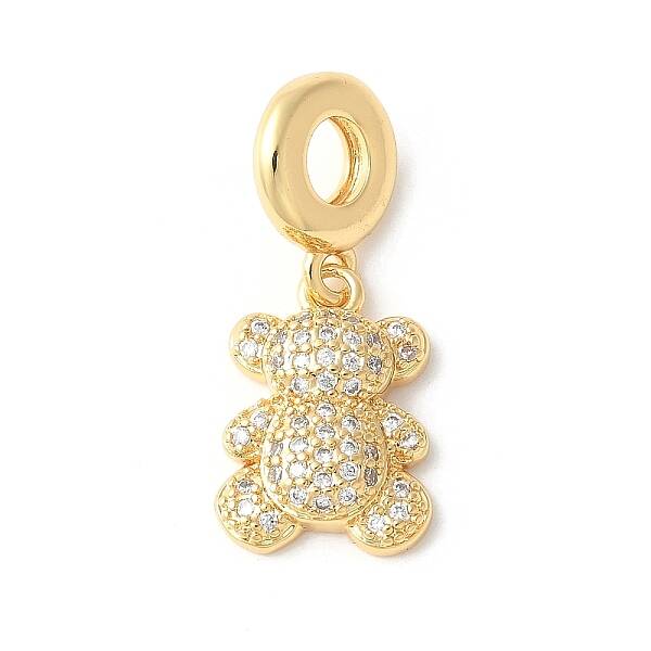 Brass Micro Pave Cubic Zirconia European Dangle Charms