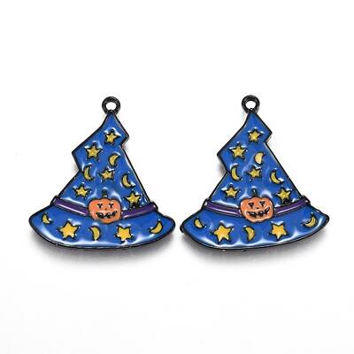 Halloween Theme Witch Hat Alloy Enamel Pendants