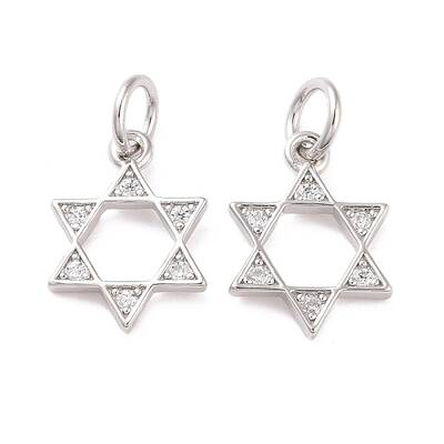 Brass Micro Pave Clear Cubic Zirconia Charms