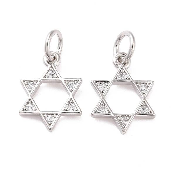Brass Micro Pave Clear Cubic Zirconia Charms