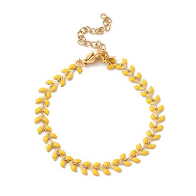 Enamel Ear of Wheat Link Chains Bracelet