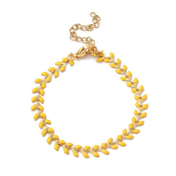 Enamel Ear of Wheat Link Chains Bracelet