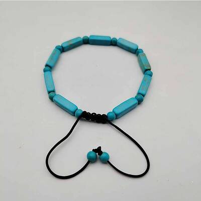 Rectangle Natural Howlite Dyed Braided Bead Bracelets