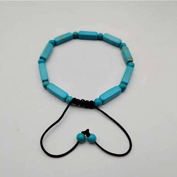 Rectangle Natural Howlite Dyed Braided Bead Bracelets
