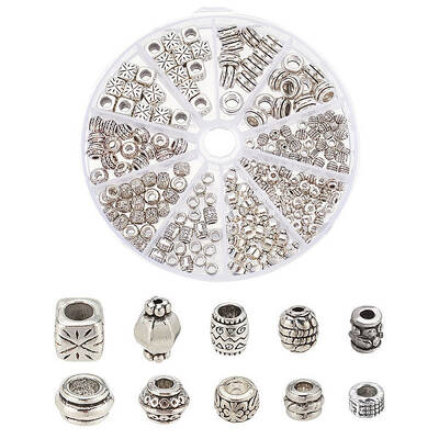 196Pcs 10 Style Tibetan Style Alloy Beads