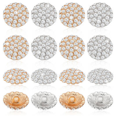 16Pcs 2 Colors 1-Hole Alloy Rhinestone Shank Buttons