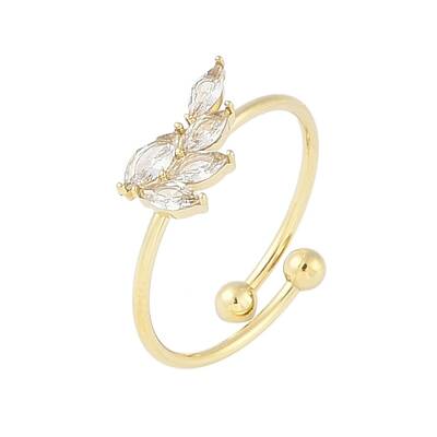 304 Stainless Steel Micro Pave Clear Cubic Zirconia Open Cuff Rings for Women