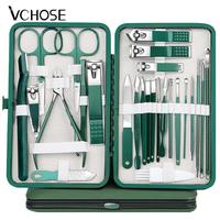Stainless Steel Nail Clipper Set with PU Leather Storage Box, 24/26pcs Professional Multi-functional Manicure Tools, Nail Too...