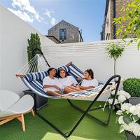 【2-3 People, Double Stand】Yaheetech Heavy-Duty 55in Hammock with Steel Stand, Padded Hammock for Outdoor Balconies/Porche...