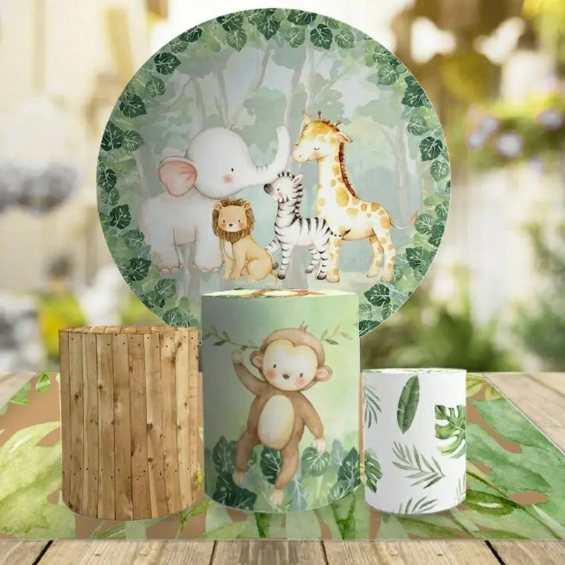 Aperturee Forest Animals Round Kids Birthday Party Backdrop Kit | Round Birthday Backdrop Cover | Birthday Backdrop Ideas | C...