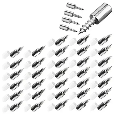 40Pcs Wardrobe Cabinet Glass Partition Nails Cross Self-Tapping Screw with Rubber Sleeve Screw Plate Support Partition Bracke...