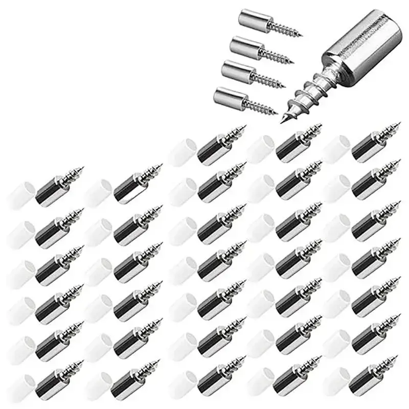 40Pcs Wardrobe Cabinet Glass Partition Nails Cross Self-Tapping Screw with Rubber Sleeve Screw Plate Support Partition Bracke...