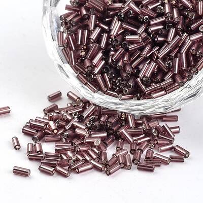 Silver Lined Round Hole Glass Bugle Beads