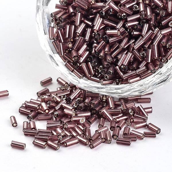 Silver Lined Round Hole Glass Bugle Beads
