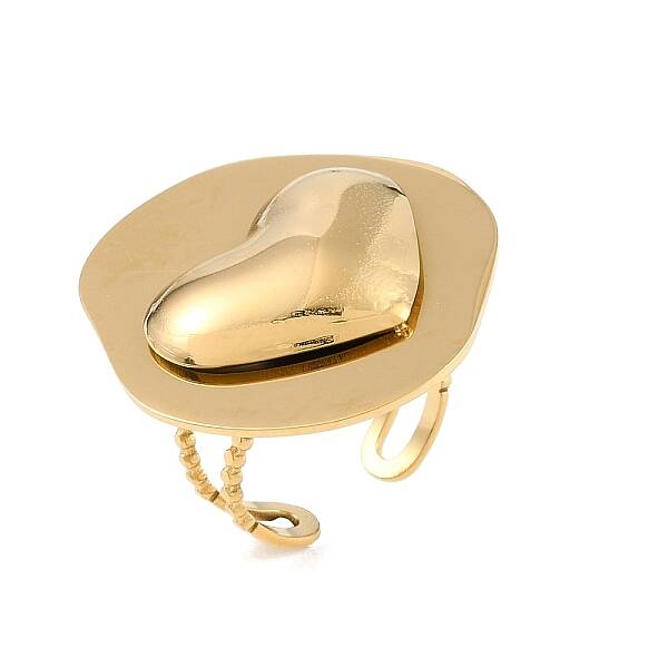 Irregular Round 304 Stainless Steel Open Cuff Rings for Women