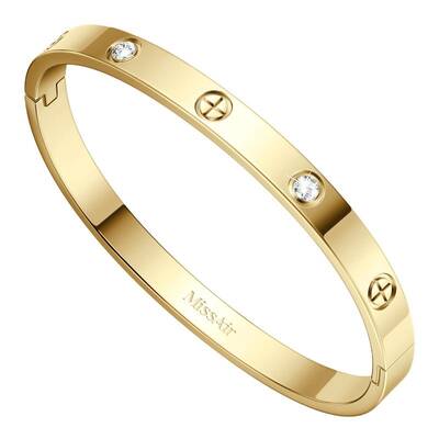 Missair Fashion Rhinestone Decorated Bangle LOVE Bracelet for Women Girls - Elegant Jewellery for Party, Daily Clothing