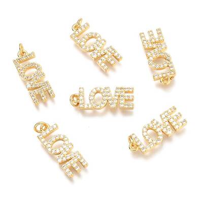 Brass Micro Pave Clear Cubic Zirconia Pendants