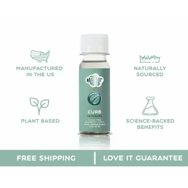 CURB - Sugar-Free Blueberry Lemon Terpene Wellness Vitamins Supplement Health Shots - Munchies Control, Low-Calorie Refreshin...