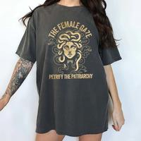 Vintage The Female Gaze Petrify the Patriarchy Comfort Colors Shirt, Feminist Graphic Tee, Girls Power Unhinged Tees, Women E...