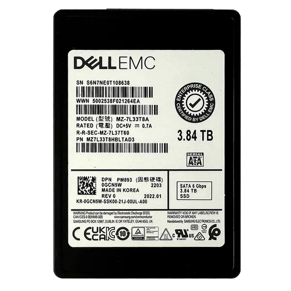 MZ7L33T8HBLTAD3 Samsung Enterprise PM893 Series 3.84TB Triple-Level Cell  SATA 6GB/s V-NAND 7mm 2.5-inch Solid State Drive