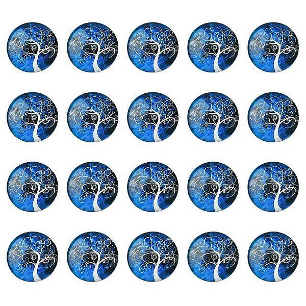 Half Round/Dome Tree Pattern Glass Flatback Cabochons for DIY Projects