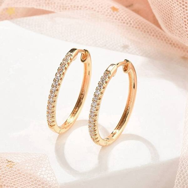 Rack Plating Brass Clear Cubic Zirconia Hoop Earrings
