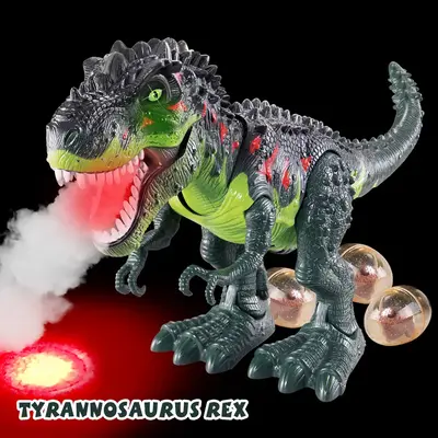 Wesprex Electronic Walking T-Rex: Flame Spray, Water Mist, Laying Eggs, Light Up Eyes, Roaring Sound, Realistic Toy for Kids ...