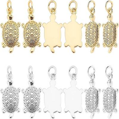 12Pcs 2 Colors Brass Micro Pave Clear Cubic Zirconia Pendants