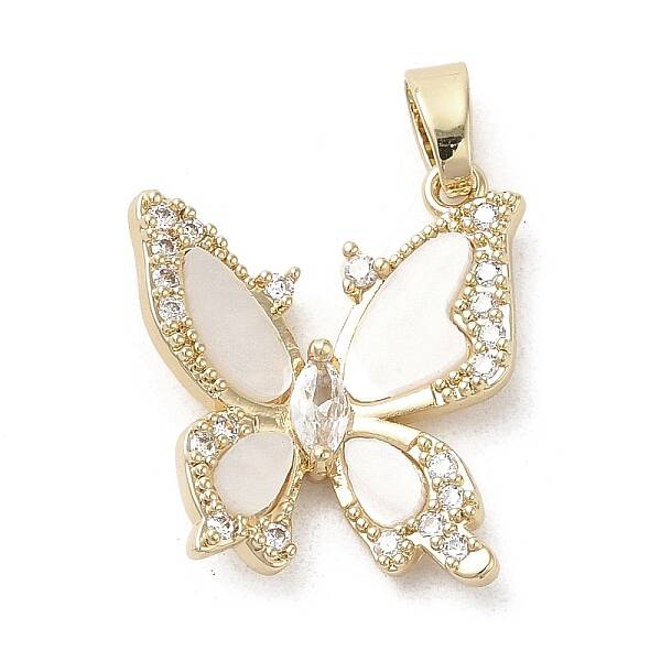 Brass Micro Pave Clear Cubic Zirconia Pendants