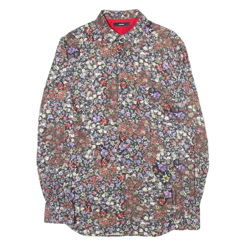 DIESEL Mens Shirt Black Floral Long Sleeve M