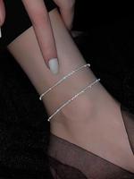2pcs/set Glitter Anklet for Women for Gift, Fashion All-match Anklet, Bling Bling Body Matching Jewelry
