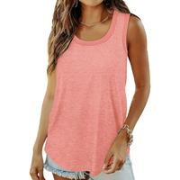 WIHOLL Womens Tank Tops Summer Loose Sleeveless Tops Ribbed Trim Scoop Neck Curved Hem 2025