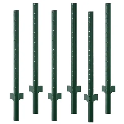 Garvee 6PCS Metal Fence Post, 5FT Steel Garden Fence Stakes, T Posts Fencing Poles for Farms, Yard, Lawn