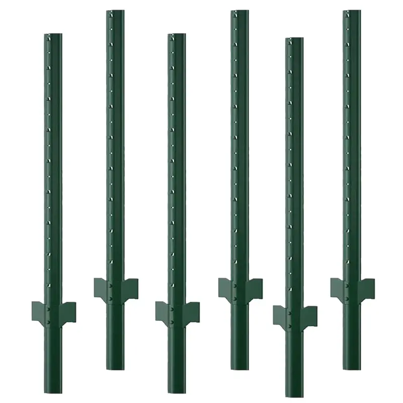 Garvee 6PCS Metal Fence Post, 5FT Steel Garden Fence Stakes, T Posts Fencing Poles for Farms, Yard, Lawn