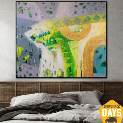 Abstract Colorful Paintings On Canvas Original Hand Painted Art Textured Painting Support Ukraine | VILLAGE ROAD 47"x55&...