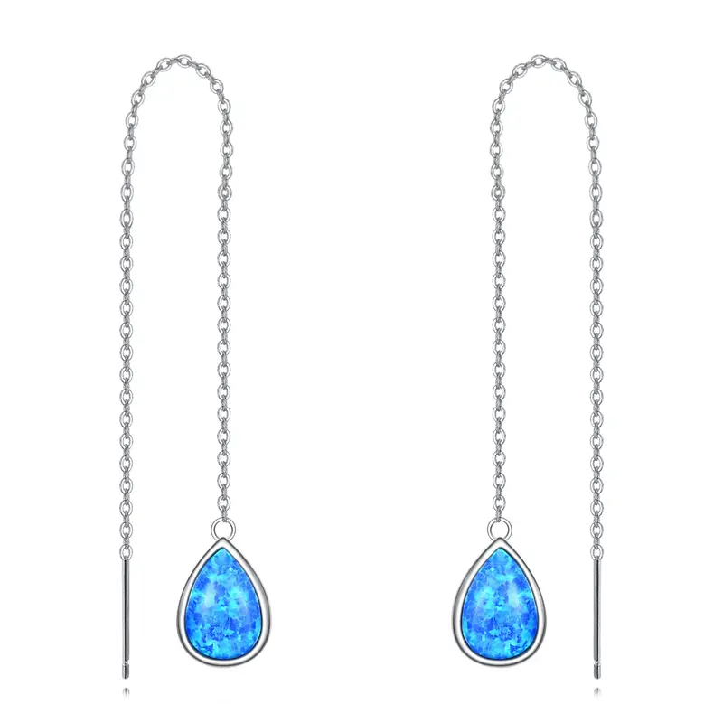 Sterling Silver Opal Drop Earrings For Women