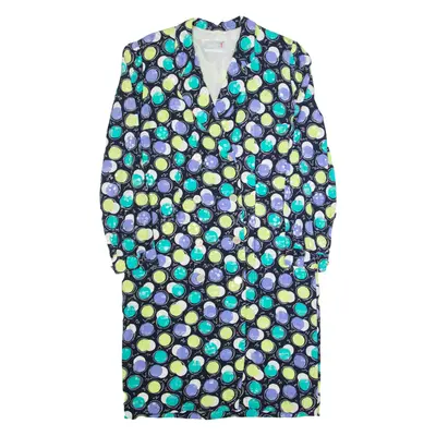 LADY F Womens Jacket Dress Black 90s Spotted Long Sleeve Midi UK 14