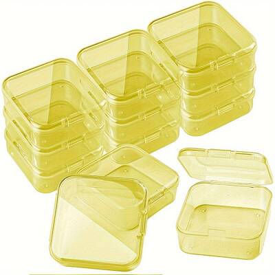 Square Plastic Bead Containers with Hinged Lid