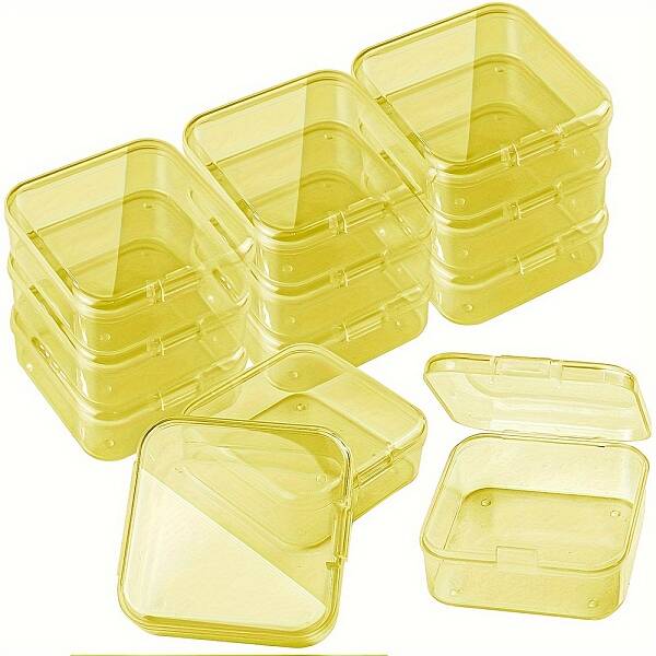 Square Plastic Bead Containers with Hinged Lid
