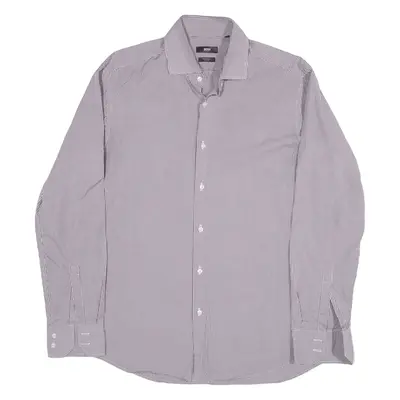 HUGO BOSS Shirt Purple Check Long Sleeve Mens L