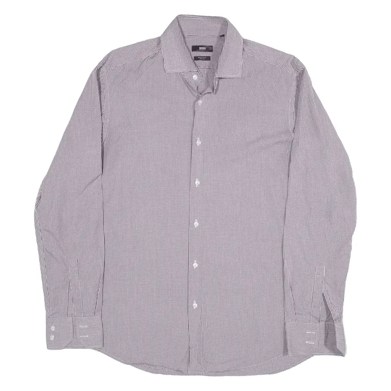 HUGO BOSS Shirt Purple Check Long Sleeve Mens L