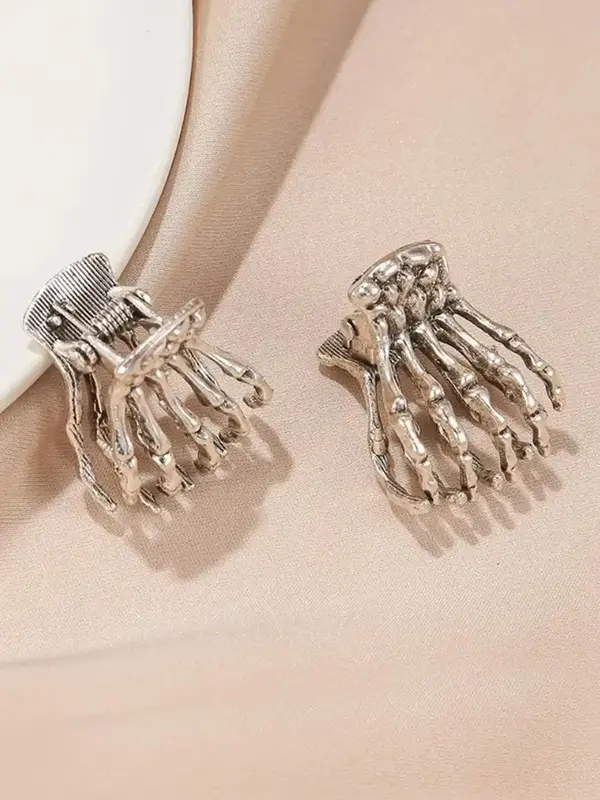 Halloween Fashionable Skeleton Hand Design Hair Claw (1 Pair), Casual and Versatile Hair Accessories for Women & Girls, Tren...