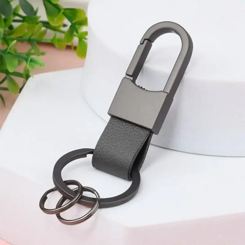 Men's Business Metal Keychain, PU Leather Belt Buckle, Casual Waist Hanging Accessories