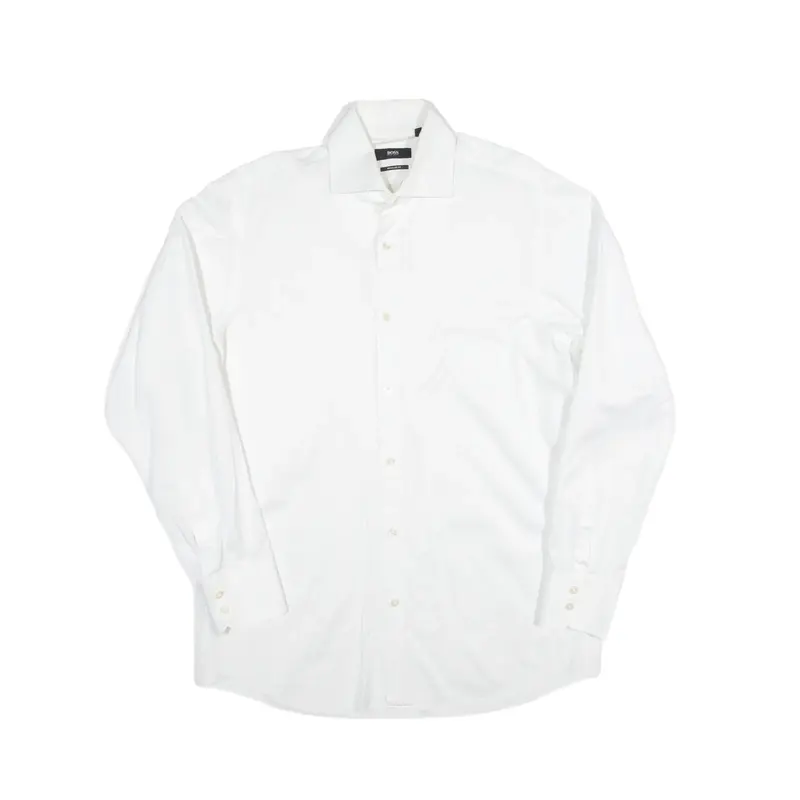 HUGO BOSS Regular Fit Plain Shirt White Long Sleeve Mens M