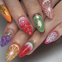 Fruit Pattern Fake Nails, 24pcs/box Colorful Fruit Design Press on Nails for Women & Girls DIY Nail Art, Elegant Stick on Nai...